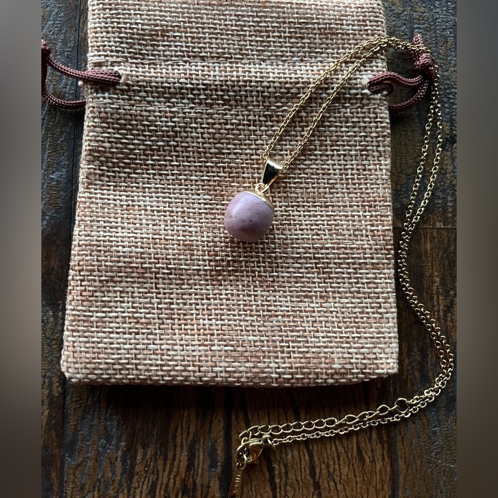 Rhodonite Necklace | Minimalist Crystal Necklace | Rhodonite Pendant